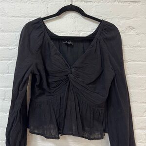 Vici Collection Black Twist Front Blouse